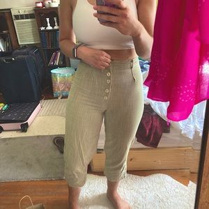 Urban Outfitters Linen-Style (Cotton) Button Pants